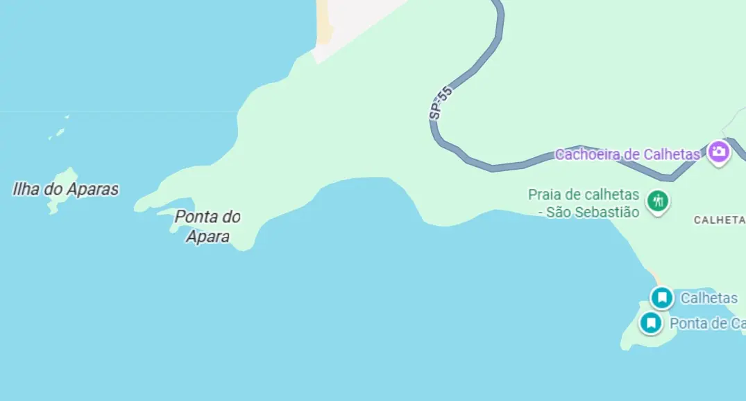 Mapa da Ilha do Aparas e da Ponta do Apara, em frente a Toque-Toque Pequeno