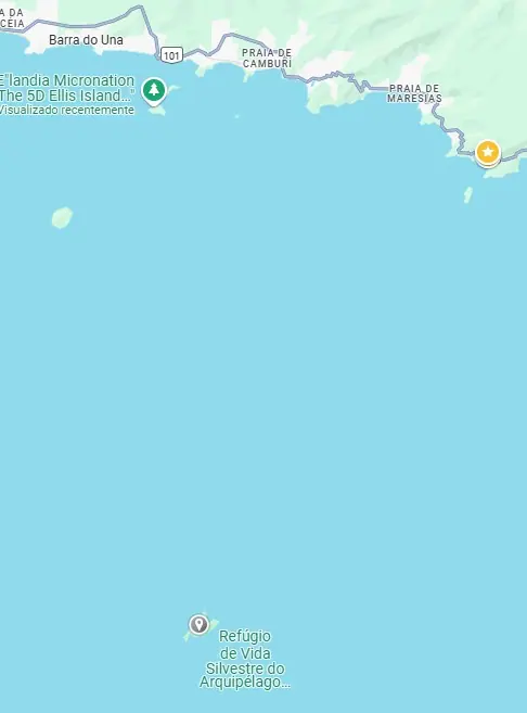 Mapa com a localização do Refúgio de Vida Silvestre do Arquipélago de Alcatrazes