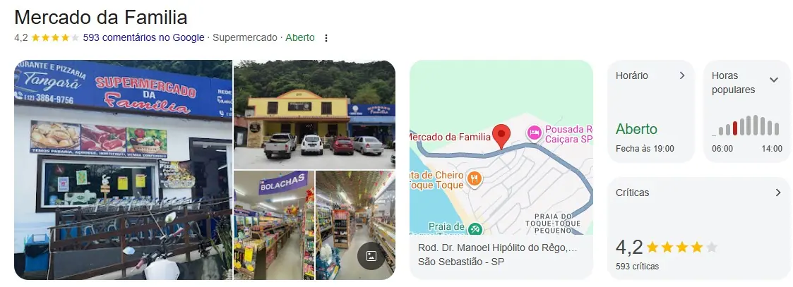 Mercado da Família, em Toque-Toque Pequeno: fachada, prateleiras e localização