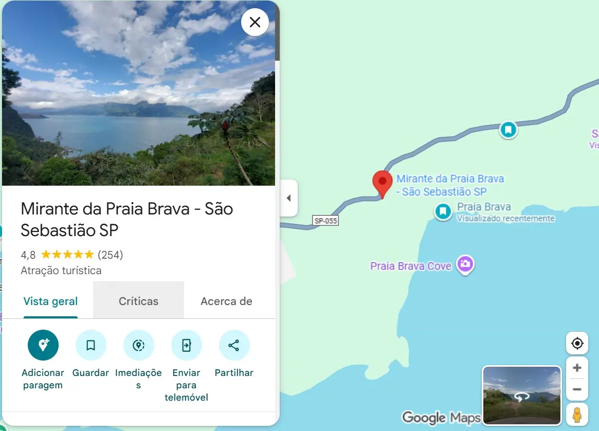 Mirante da Praia Brava, com vista para o mar e a costa de São Sebastião